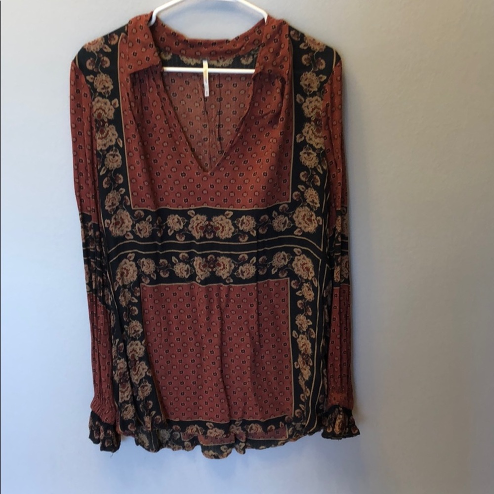 Free People long sleeve boho top